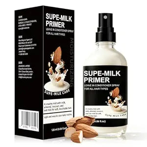 Nodfens Super Almond Milk Leave in Conditioner Spray with Collagen – Detangler & Anti Frizz Hair Treatment for Dry Damaged Hair, Helps Reduce Split Ends & Flyaways, Improves Softness & Shine, 4 fl oz