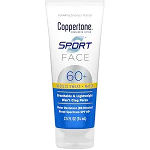 Coppertone Sport Face Sunscreen Lotion SPF 60+, Water Resistant, 2.5 Fl Oz