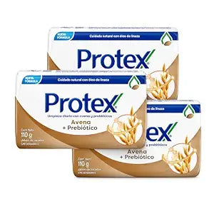 Protexx Oats + Prebiotic Body Soap Bars, 3 Pack, 110g Each, Daily Cleansing Bath Soap