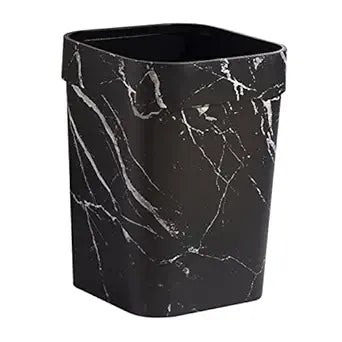 Marble Trash can Small Lidless Wastebasket with Non-Slip .61X8.50X8.50In Compact Square Garbage Bin for Bathroom Kitchen Office Home Organization