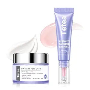 Eye Gel & Neck Cream Set, Firming Neck Moisturizer and Under Eye Gel for Puffiness, Fine Lines, Hydrating Skin Care Set for Women & Men