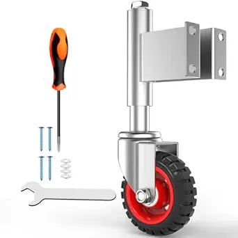 Spring Loaded Gate Casters 5 Rubber Tire Heavy Duty Gate Caster Wheels with Hardware for Wooden Gates, Metal Gates, Fence Gates, Swing Gates, 400 Lbs Load Capacity