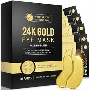 Under Eye Patches, 20 Pairs 24K Gold Eye Patches For Puffy Eyes, Under eye Bags, Wrinkles, Nourish Skin, Eye Masks With Collagen, Hyaluronic Acid for Men & Women Gift (24K Gold)