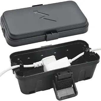 Hrensaw Small Weatherproof Electrical Connection Box(Inner 5.5 x 3 x 2.2inch),Outdoor Electrical Box,Waterproof Extension Cord Covers for Plug, Extension Cables, Holiday Lights,Black