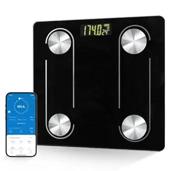 Digital Scale with Led Display Practical Body Fat Scale, Portable Bathroom Scale with Smartphone App (Black)
