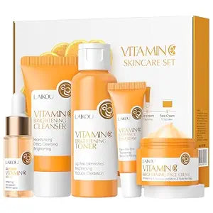 Vitamin C Skincare Set, Moisturizing Face Skin Care Kit with Facial Cleanser, Face Serum, Face Cream, Eye Cream, Toner For Hydrating Skin, Anti-Aging Skin