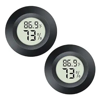 JEDEW 2 Pack Hygrometer Thermometer Digital Humidity Meter Indoor/Outdoor Humidity Monitor Reptile Thermo-Hygrometer for Greenhouse Humidors Terrarium Jars, Fahrenheit () /Celsius() (2)