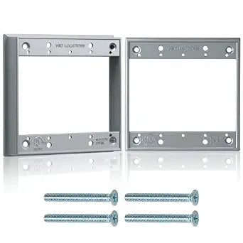 Juexica 2 Pack 1-1/32" Weatherproof Extension Ring 2 Gang, Gray