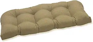 Pillow Perfect Monti Chino Solid Indoor/Outdoor Wicker Patio Sofa/Swing Cushion Tufted, Weather and Fade Resistant, 19" x 44", Tan
