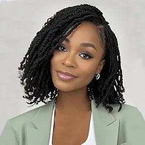 COOKOO 9 Packs Pre-twisted Micro Twist Crochet Hair 12 Inch Natural Black Pre-looped Curly Mini Passion Twist Crochet Hair Mini Senegalese Twist Crochet Hair Synthetic Hair Extensions for Women(1B#)