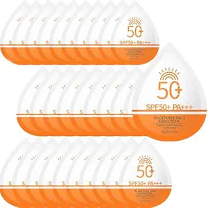 30Pcs Mini Sunscreen SPF 50+, Travel Size Sunscreen Packets for Face & Body