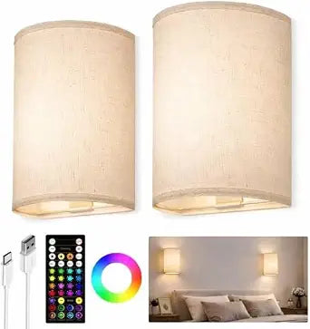 EZVALO Battery Operated Wall Sconce Set of Two with Remote, Wall Lights