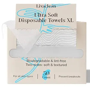 50 CT Face Cloths for Washing Face – Biodegradable Viscose Disposable Face Towel – Ultra Absorbent Clean Towels Wipes for Skincare & Makeup Removal – Lint-Free Facial Towelettes for Sensitive Skin