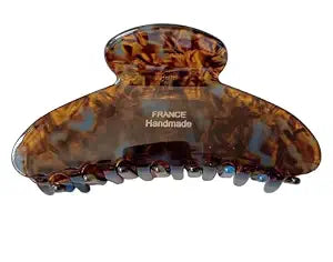 Wenlly large tortoise shell claw clip, 4.1 Inch cellulose acetate hair claw clips, marble non-slip strong hair hold barrettes for women and girls, brown