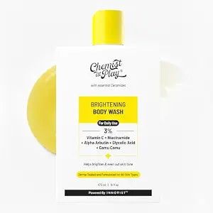 Chemist at Play Brightening Body Wash | Glowing Skin Vitamin C Bodywash | Helps to Reduce Fades Dark Spots, Evens out Skin Tone | Alpha Arbutin | 30X Vitamin C | For Women & Men | 15.9 Fl oz