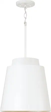Austin Allen AA1034WE Pratt Modern Metal Pendant Ceiling Light, 1-Light 100 Watt, 13" H x 13" W, Matte White