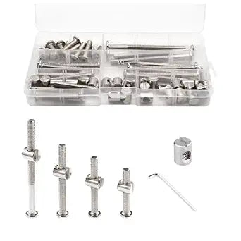 20 Set Crib Screws Baby Bed Crib Screws Hardware Replacement Kit-M6x20mm/40mm/60mm/80mm Bunk Bed Bolts Hex Socket Cap Screws Bolt with Barrel Nuts/Wrenches for Beds Furniture Headboards