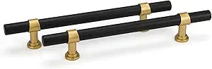 goldenwarm 10 Pack Black and Gold Cabinet Pulls 5 Inch Kitchen Cabinet Handles Black Drawer Pulls for Dresser Bathroom Modern Hardware,Zinc Alloy Base
