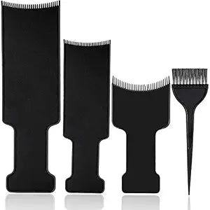 Mudder 4 Pcs Balayage Highlighting Board and Hair Dye Brush Kit, Black