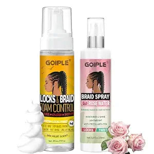 Braid Foam Control Mousse Hair Braiding Mousse for Twist, Locs, Braids Lightweight - Braid Spray Rose Mint for Dreads, Dreadlocks, Locks Spray Rose Water for Itchy Scalp (2PCS)
