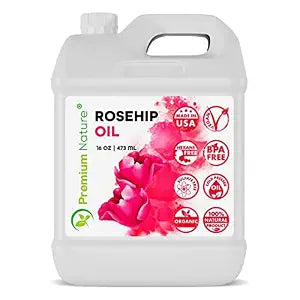 Premium Nature Rosehip Oil For Face for Women, Rosehip Seed Pure Cold Pressed Unrefined For Hair and Nails Skin Care Moisturizer, Rose Hips Face Oils and Serums 16 oz