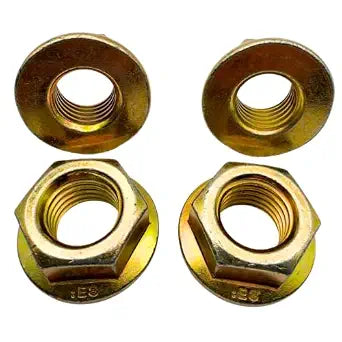 3/4"-10 Grade 8 Flange Nuts (4 Pack) Heavy Duty Yellow Zinc Coarse Thread Fasteners with Built-in Washer Base, SAE J995 High Strength Steel