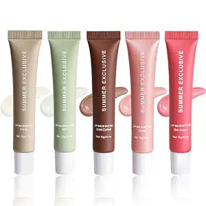 5 Pcs Summer Tinted Lip Balm Butter, Shea Butter Lip Gloss Set for Women