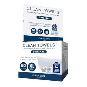 Clean Skin Club Clean Towels XL® Original 50 Ct + 10ct Travel Pack Duo, 100% USDA Biobased Disposable Face Towels, Eczema Association Accepted, Makeup Remover Dry Wipes, Ultra Soft
