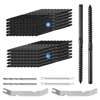 120 Pack 1/8" Cable Railing Hardware Kit Swage Lag Screws Left and Right Handed Thread for Wood Post T316 Stainless Steel Deck Cable Railing System, DIY Deck Railings, Wrench Black