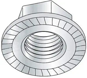 1/4"-20 Large Flange Hex Flange Locknuts/Serrated/Case Hardended Steel/Zinc Plated (Quantity: 250)