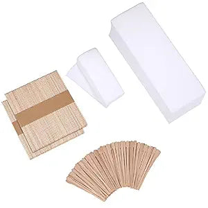 Yaomiao 250 Pcs Waxing Strips and Wooden Sticks for Hair Removal,White