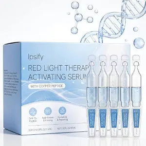 Red Light Therapy Activation Serum for Face & Neck – Boosts LED Light Therapy, GHK-Cu Copper Peptides, Green Tea, Hyaluronic Acid, Aloe Vera – Hydrating Anti-Wrinkle facial Serums, 30PCS (1.52 FL.OZ)
