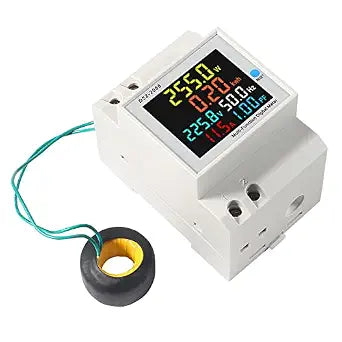 Electricity Single Phase Energy Meter Tester Electricity Usage Monitor AC 110V 40V-300V 100A Ampermeter Power Voltmeter Ammeter Voltage Amps Watt Kwh Frequency Power Factor Multimeter - External CT
