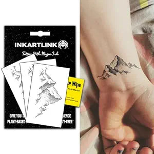 INKARTLINK 3 Sheets Mountains Temporary Tattoos, Realistic Waterproof