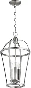 Quorum 6734-3-65 Transitional Three Light Entry Pendant in Pewter, Nickel, Silver Finish,