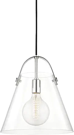 Hudson Valley Lighting Mitzi H162701L-PN Karin Pendants, 1-Light, 60W, Silver Finish, Clear Glass (12.75''W x 13.75''H)