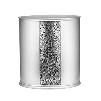 Zahari Home Sinatra Waste Basket Decorative Beautiful Designs Bathroom Bedroom Living Room Decor, Silver