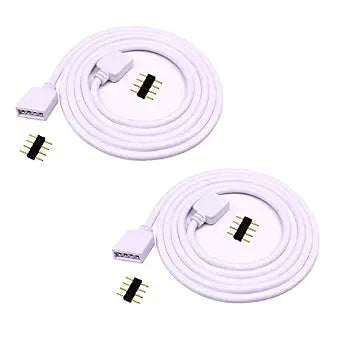2pcs 1m RGB LED Extension Cable 4 Pin LED Strip Connector LED Tape Extension Cord LED Ribbon Wire for SMD 5050 3528 2835 RGB LED Strip Light w/ 4pcs Male to Male 4Pin Plugs (1m/3.3ft)