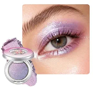 Single Shimmer Eyeshadow, Iridescent Lavender Pearl Eye Shadow ��� High-Shine Lilac Blue-Violet Pearlescent Pressed Powder, Blendable Eye Topper for Mature Eyes, Cool-Toned Soft G