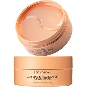 Caffeine Under Eye Patches: 30 Pairs Korean Hydrogel Eye Masks for Dark Circles Puffiness Relief with Niacinamide Hyaluronic Acid - Undereye Brightening Hydrating Anti-Wrinkle Treatment
