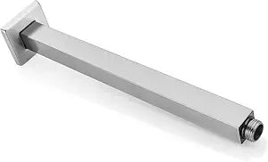 Square 12 Inch Ceiling Mounted Shower Arm With Flange, Straight Rain Shower Head Extension Arm, Brushed Nickel.