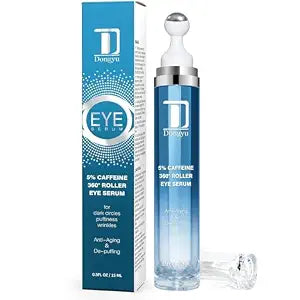 Caffeine Eye Cream for Dark Circles: Under Eye Cream Morning Skincare - Upgraded Formula Eye Serum with 360�� Cooling Roller for Puffy Eyelids 0.5 fl.oz