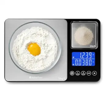 KitchenTour Dual Platform Food Scale, 0.001oz/33lb Precision Smart Kitchen Scales Digital Weight Grams and Ounces for Home Cooking Baking Meal Prep Sourdough Bread, Stainless Steel