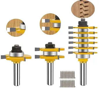 TAIWAIN Router Bit 1/2 Inch Shank 3PCS, Tongue and Groove Edging Router Bits Set Raised Panel Cabinet Door Milling Cutter Tool, Router Bits Sets Wood Miter Carbide CNC Cutting Tool(ROUND4)