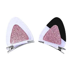 Obavioy 2PCS White Cat Ear Hair Barrette Clips Women Large Ears Accessories