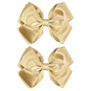 CN 4.5" Gold Glitter Hair Bows for Girls Alligator Clips