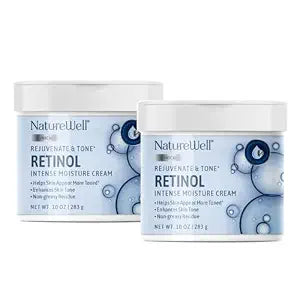 NATURE WELL Clinical Retinol Rejuvenate & Tone Moisture Cream for Face & Body, Anti-Aging Firming Cream for Wrinkles, Fine Lines & Crepey Skin, Body Lotion & Facial Moisturizer, 2 Pack (10 Oz Each)