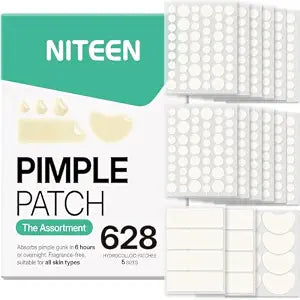 NITEEN 628 Count Pimple Patches for Face, 5 Sizes Hydrocolloid Acne Patches