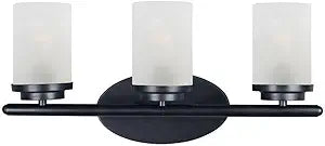 Maxim Lighting Corona 3-Light Bath Vanity Light | Black Finish | Frost Glass Shade | Transitional Bathroom Vanity Light | 10213FTBK