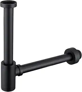 RANDOM Brass Round Bottle P Trap 1 1/4,Raise and Lengthen Adjustable Basin Sink Waste Drain Trap Kit, Matte Black.RD-83888MB-L